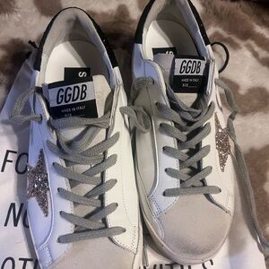 Golden Goose White and Gray Star Sneakers comes with dust bag